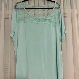 Lane Bryant mint colored T with lace detail - size 26/28